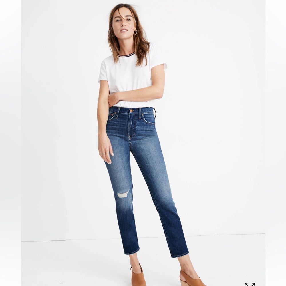 Madewell The Perfect Vintage Crop Jeans 24 Distressed Blue
